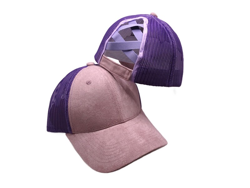 (image for) Pony Tail criss cross Mesh back cap - Lavender/purple Pony